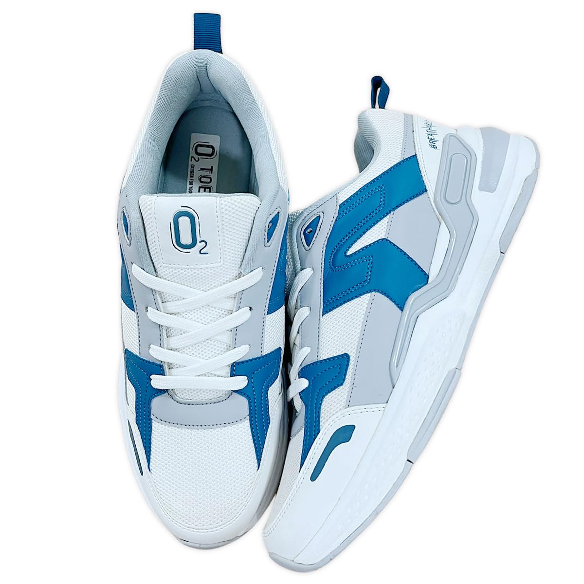 O2 Oxystep Men Sports Shoes - Breathable & Lightweight Mens Sports Sneakers - Comfortable Mens Shoes for Daily Use - Anti Skid Technology - Made with PU Leather & White Mesh - TPR Soles (White/Grey C-Green, UK Footwear Size System, Adult, Men, Numeri (B0DG8HWZX2) Amazon Price History, Amazon Price Tracker