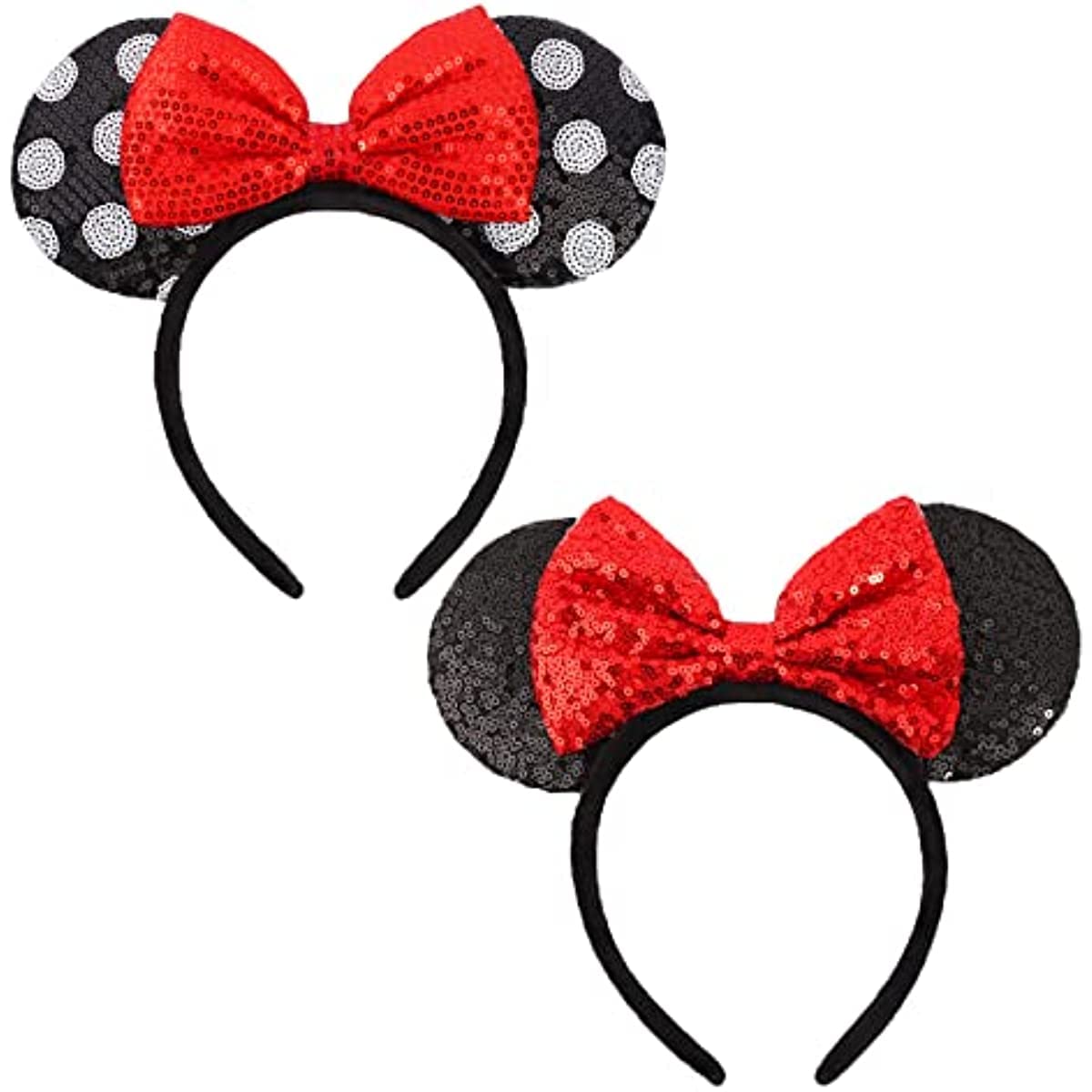 Diadema con orejas de ratón de dibujos animados, lazos de lentejuelas para niñas Diadema con orejas de ratón de dibujos animados, lazos de lentejuelas para niñas