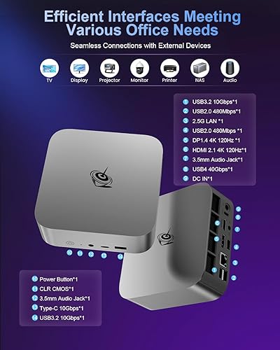 Miniatura 8 de Beelink SER8 Mini PC AMD Ryzen 7 8745HS, 32GB DDR5-5600MHz 1TB PCIe4.0 SSD, AMD Radeon 780M Graphics 12core 2600MHz Gaming PC, USB4.0Triple