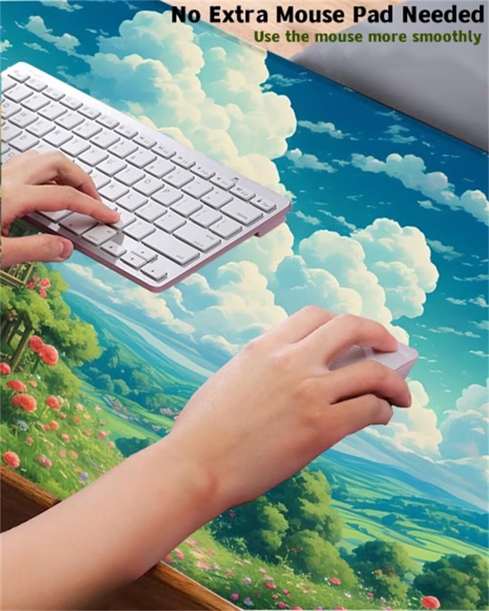 Tappetino Mouse Gaming Cabina Tappetino Mouse Grande 1000x500x3mm, Tappeto Scrivania Nuvole Mousepad Gaming Antiscivolo, Impermeabile Desk Mat, Migliora Precisione e Velocità, Accessori PC S1-807
