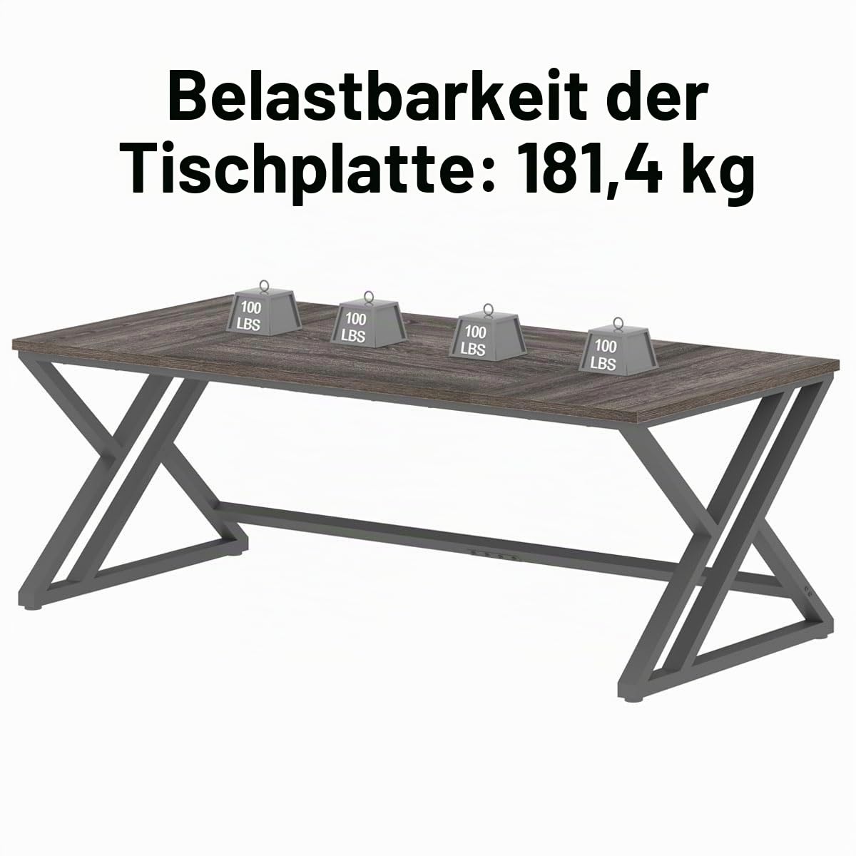 LVB Schreibtisch Großer Computertisch Bürotisch Schreibtisch für Home Office Büro und Arbeitszimmer Gaming PC Tisch aus Holz Metall Büromöbel Industrie Design Dunkelgrau 180 x 80 x 75cm