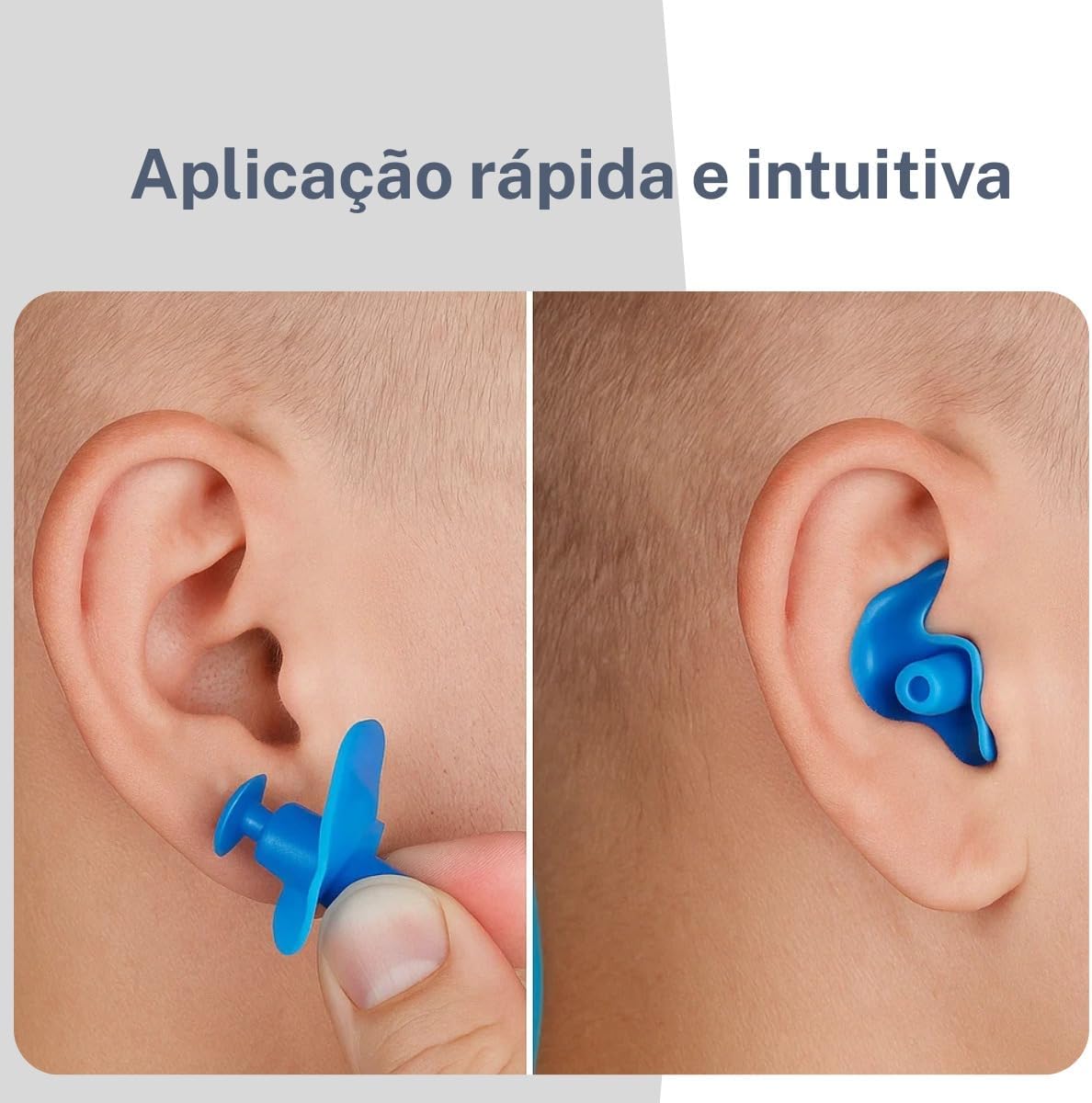 Protetor Auricular de Silicone para Natação, Moldável, Reutilizável, Azul, 2 Unidades