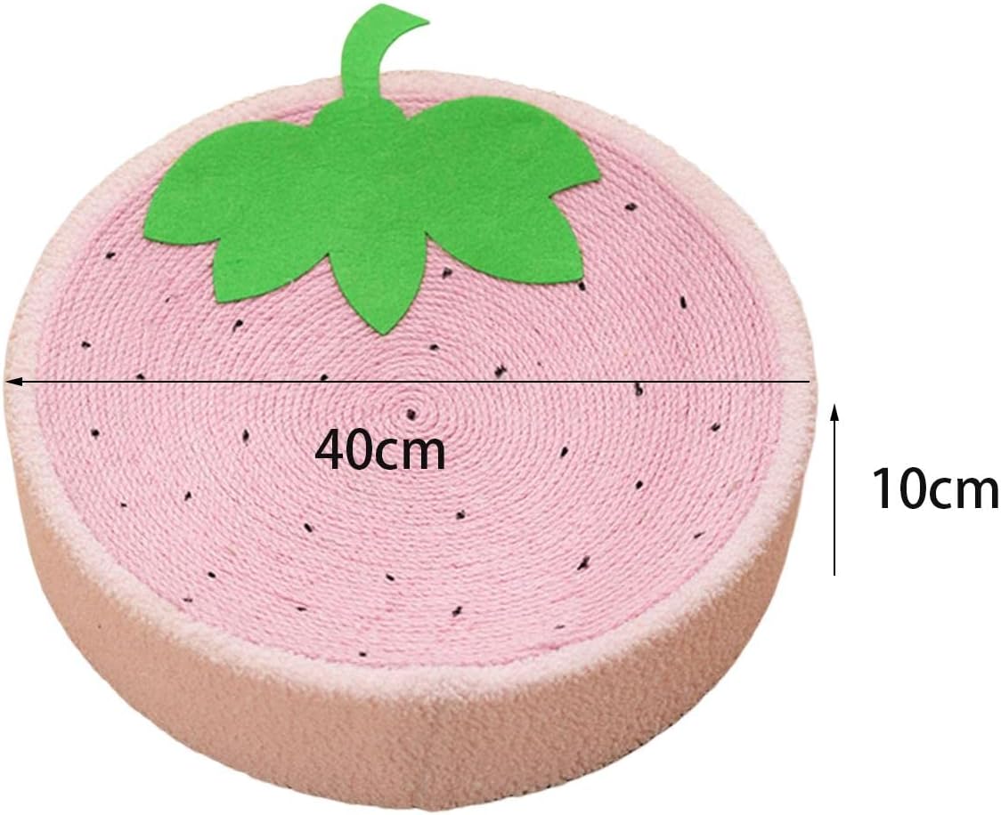 review KLKCS Cat Scratcher Pad, Strawberry, Round, Compact, Multifunctional, Protects Furniture, Great Gift