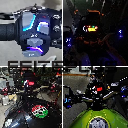 Miniatura 8 de Interruptores de motocicleta de 78 "Interruptor de luz LED azul para el botón de bocina señal de giro eléctrico de la lámpara de niebla luz de