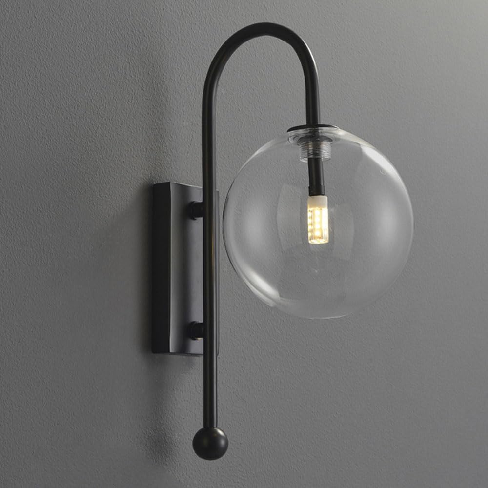 HYJAUSXB Industrial Copper Wall Sconce with Globe Glass - Mid Century Modern Lamp for Bathroom, Vanity, Living Room, Bedroom