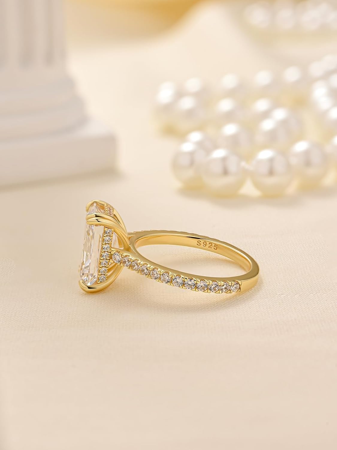 4.5CT Stunning Radiant Cut Engagement Ring for Women, S925 Silver AAAAA Grade Cubic Zirconia Promise Wedding Ring - Image 6