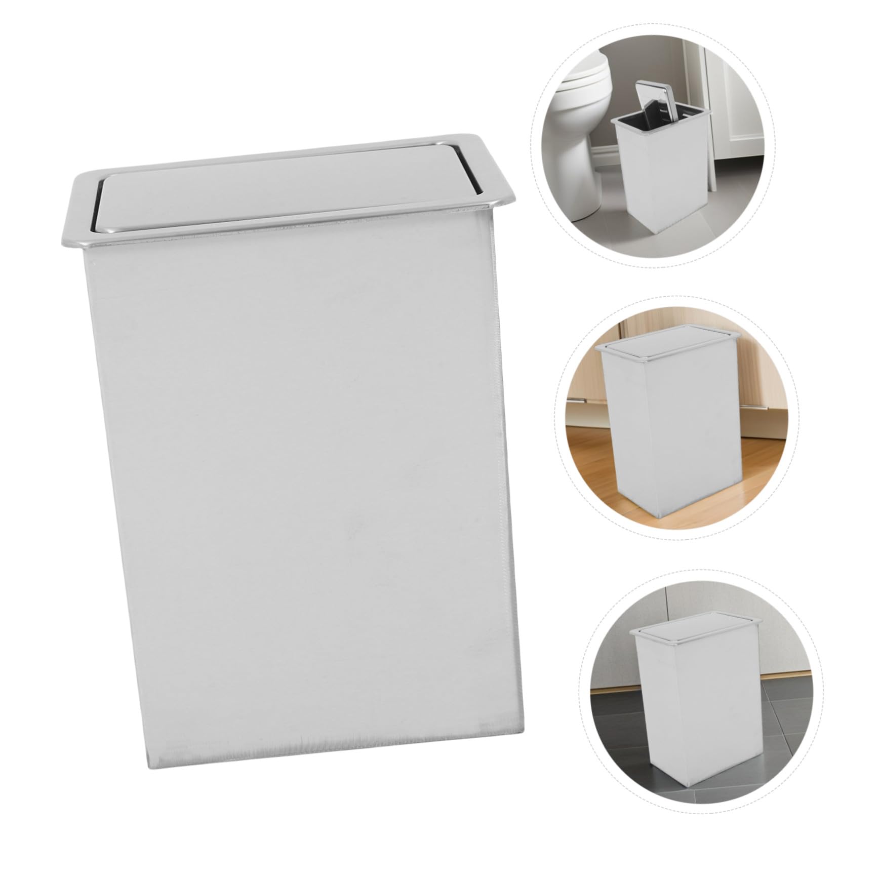 Cabilock Cubos Basura Acero Inoxidable Empotrados con Tapa Abatible para Encimera Cocina Oficina Restaurante Diseño Compacto Resistente Corrosión Limpieza Sencilla