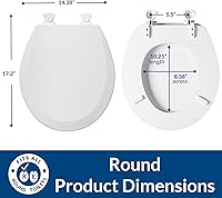 Vista 3 de BEMIS 500EC 390 - Asiento de inodoro con bisagras Fácil Limpia & Cambia, madera esmaltada duradera y anodizada, diseño redondo, color blanco algodón