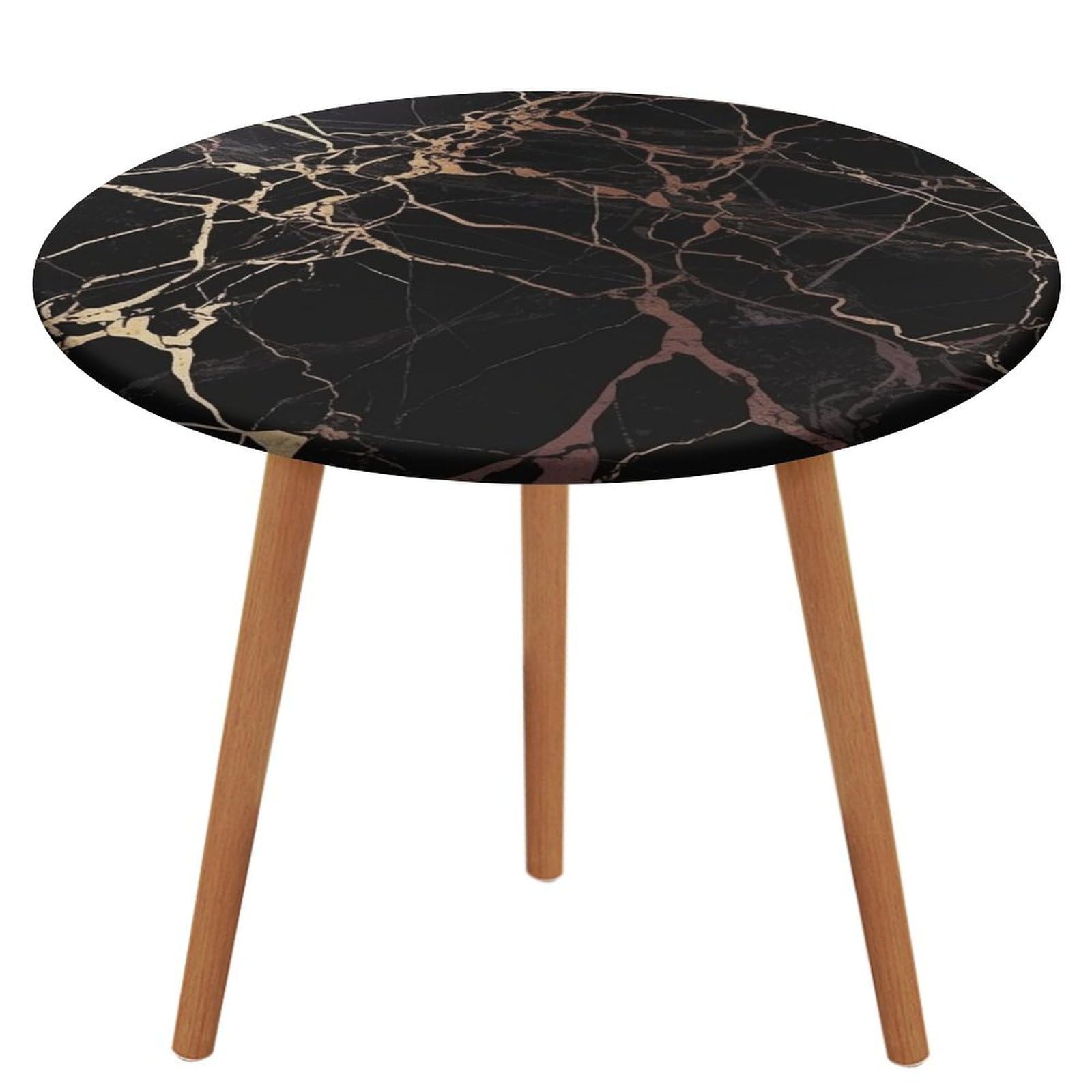 Nappe en marbre noir et doré chic table ronde 120 cm