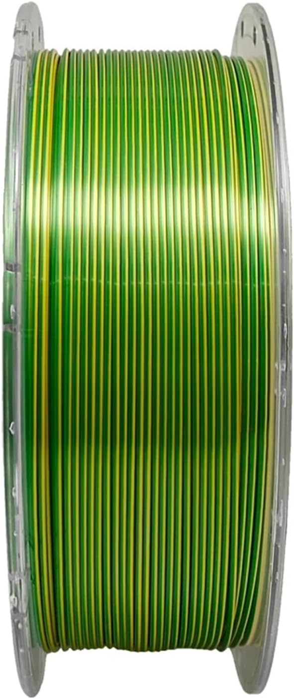 Compatible for Most FDM Printers – 2-in-1 Silk PLA 3D Filament 1.75mm 1KG (2.2LBS), Dual Yellow & Green Colors
