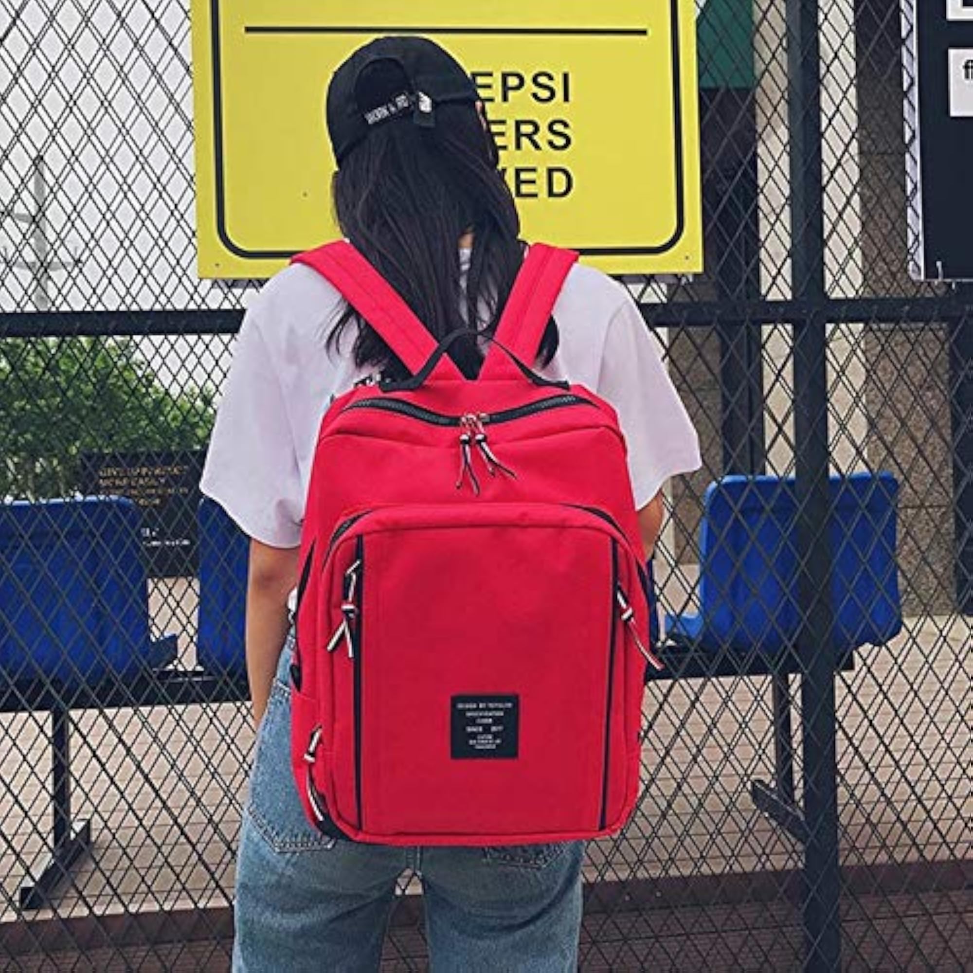 Korean Red Backpack for Men & Women, 35L Capacity