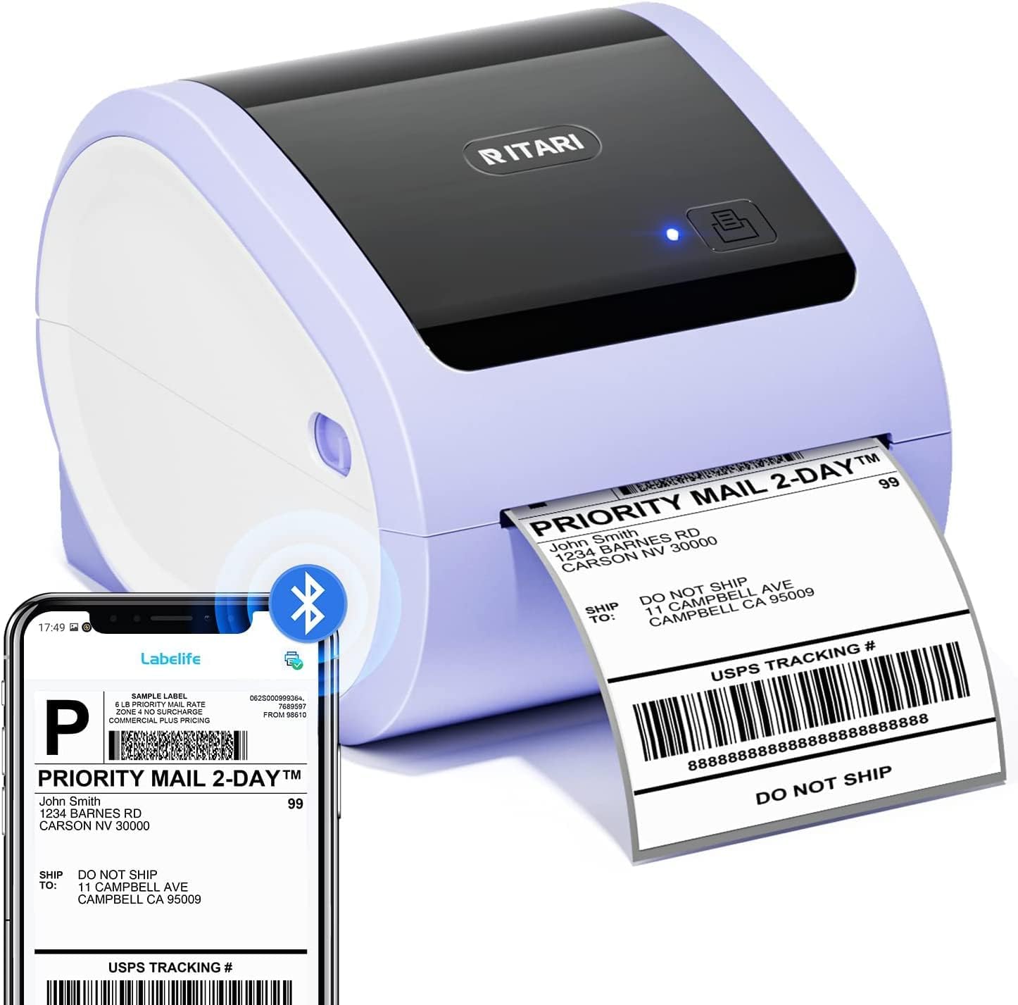 Bluetooth Shipping Label Printer 4X6 Wireless Thermal Label Printer