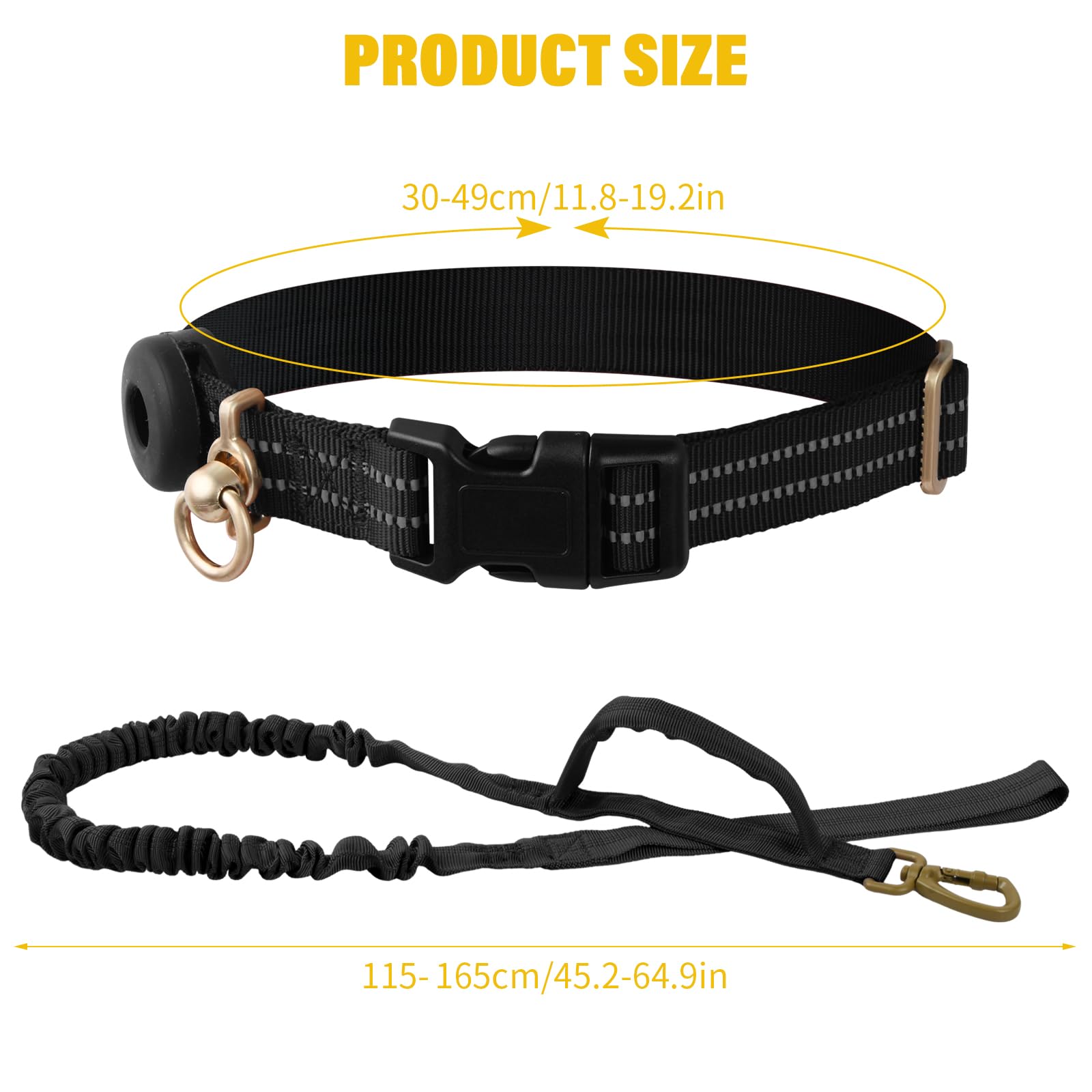 Collier et laisse réfléchissants en nylon rembourré - Collier réglable pour chiens de taille moyenne - Entraînement extérieur - Boucle métal robuste - 30 m