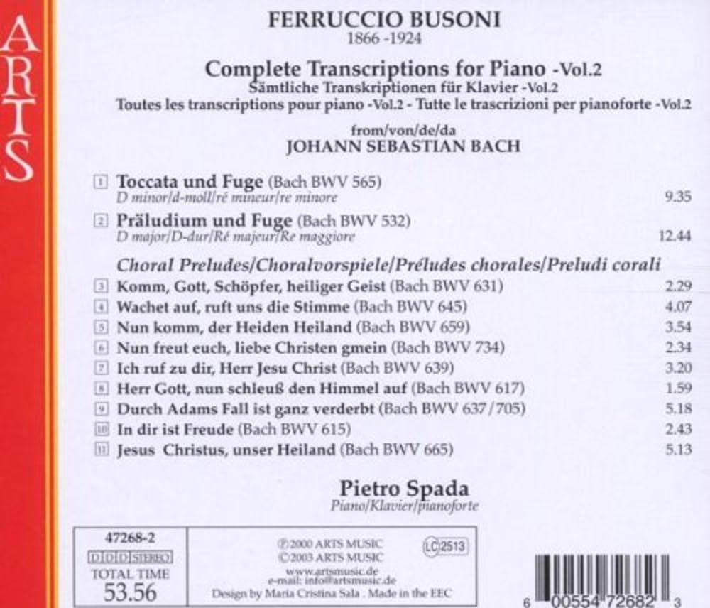 Busoni: Complete Transcriptions for Piano from Bach, Vol.2