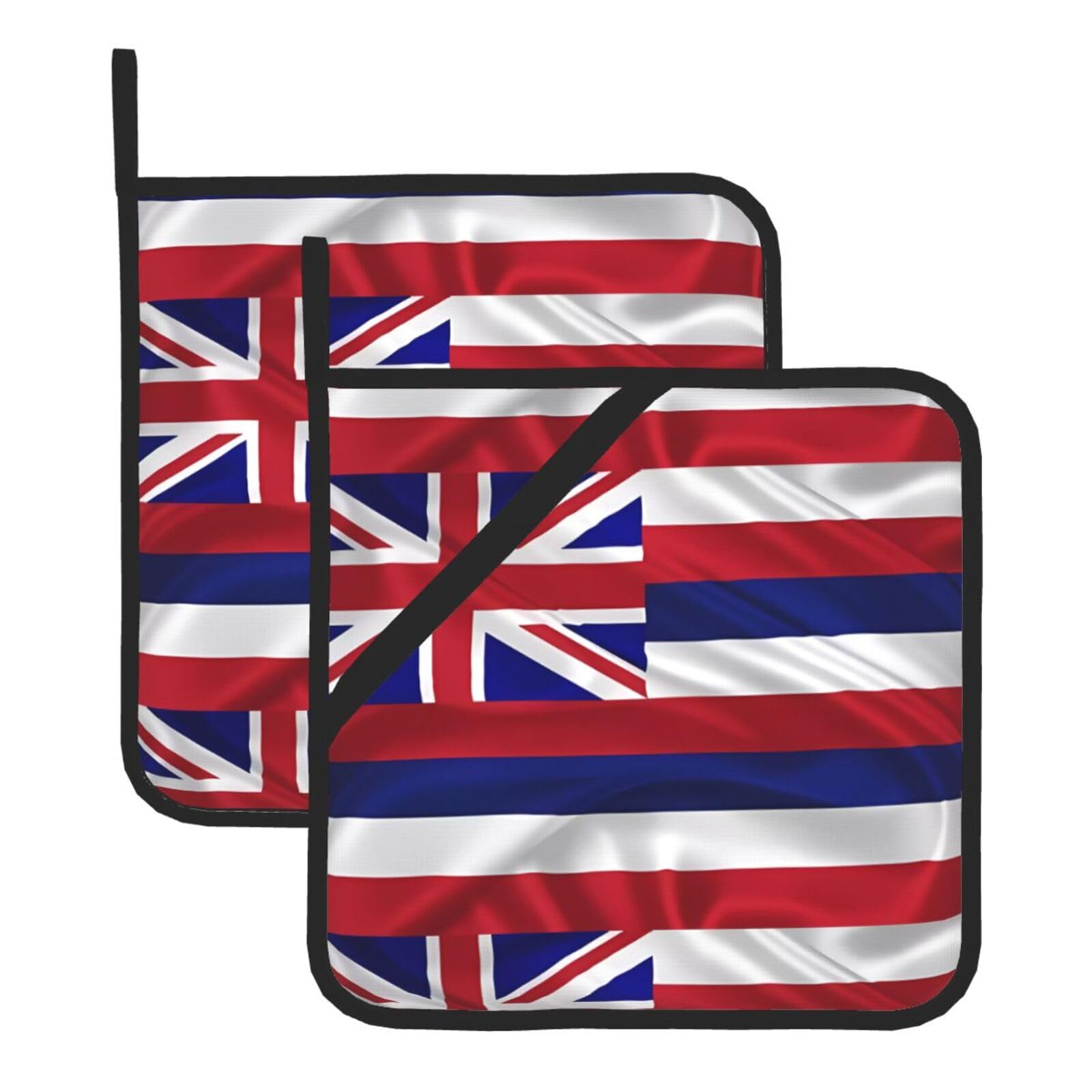 HJFCZH Flag of Hawaii American Prints Square Hot Pads for Kitchen Counter - Waterproof Pot Holders, Durable Heat Resistant Throw Layers for Serving, Oven & BBQ - 2 Pack
