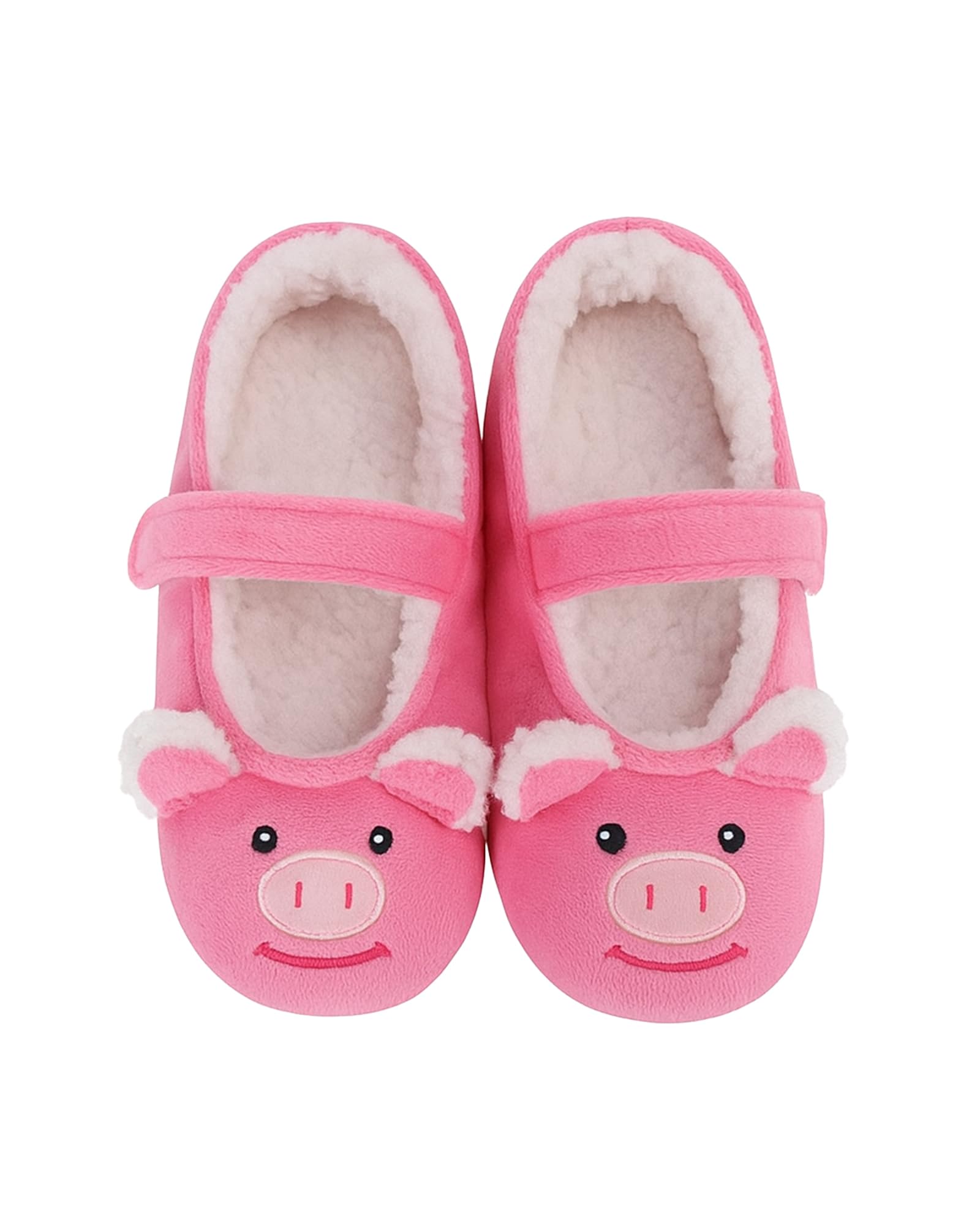 Snoozies Kids Slippers Socks, Sherpa Lined, Non-Slip Animal House Shoes with Strap Fuzzy Girls Slippers