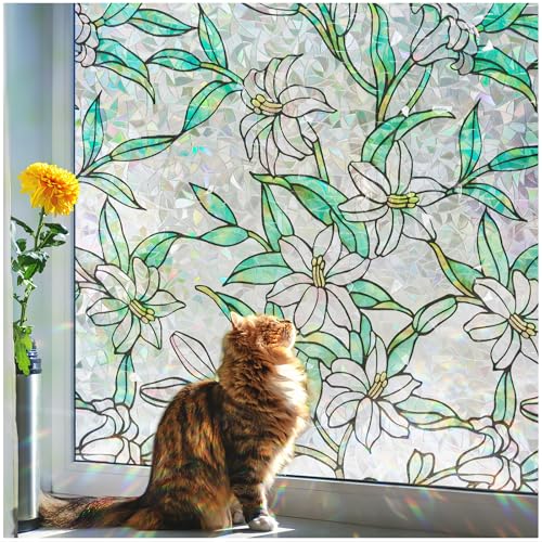 Película para ventana Coavas con diseño floral 17.5 x 78.7 in miniatura 1