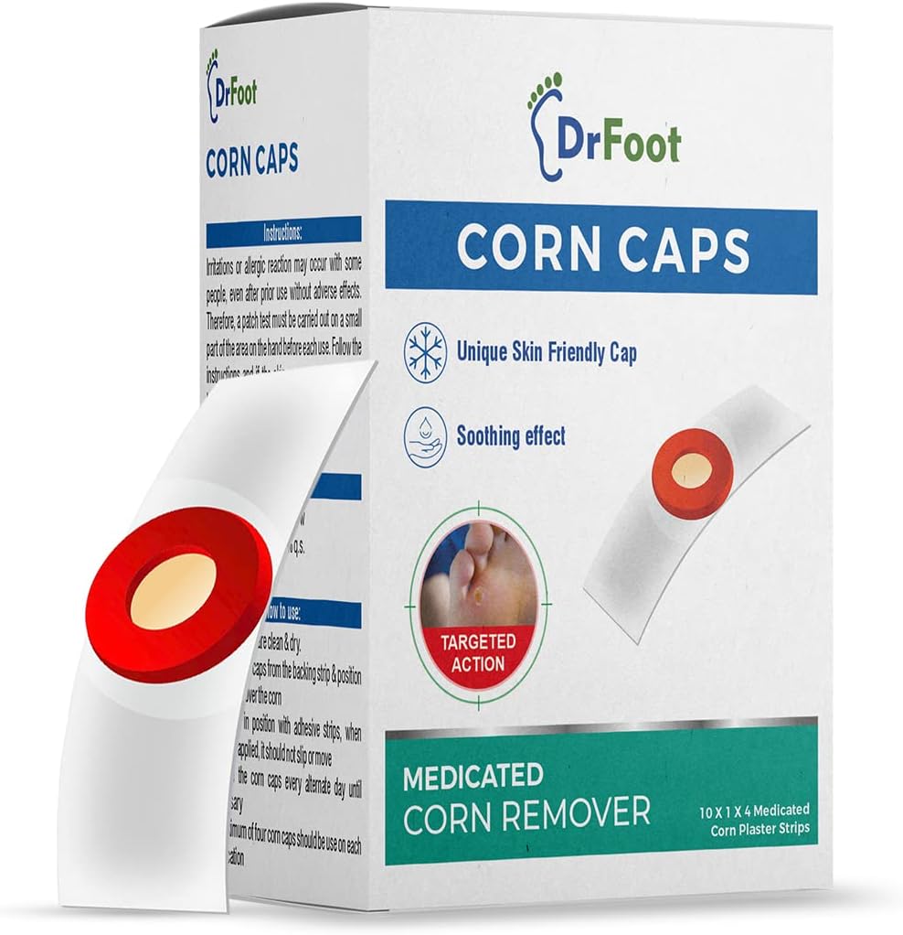 Dr Foot | Corn Cap | Corn Remover for Feet | Corn Caps for Foot Female | Bandage Tape | Foot Corn Remover | Corn Pads for Feet | Corn Tape for Foot | Fast & Effective Corn Removal | 40 Strips