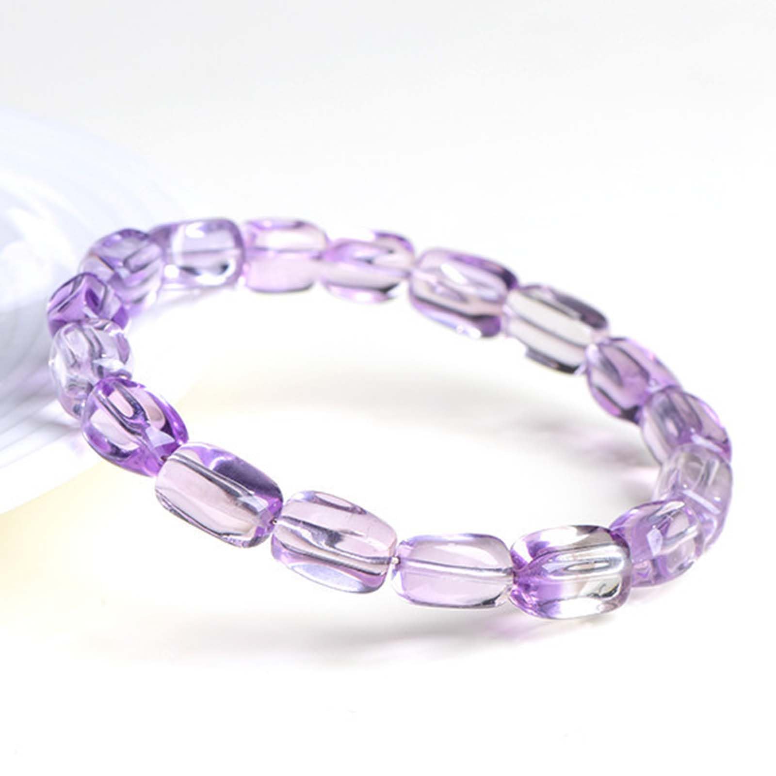 Pulsera de Cuentas de Tubo de Forma Libre facetada de Amatista