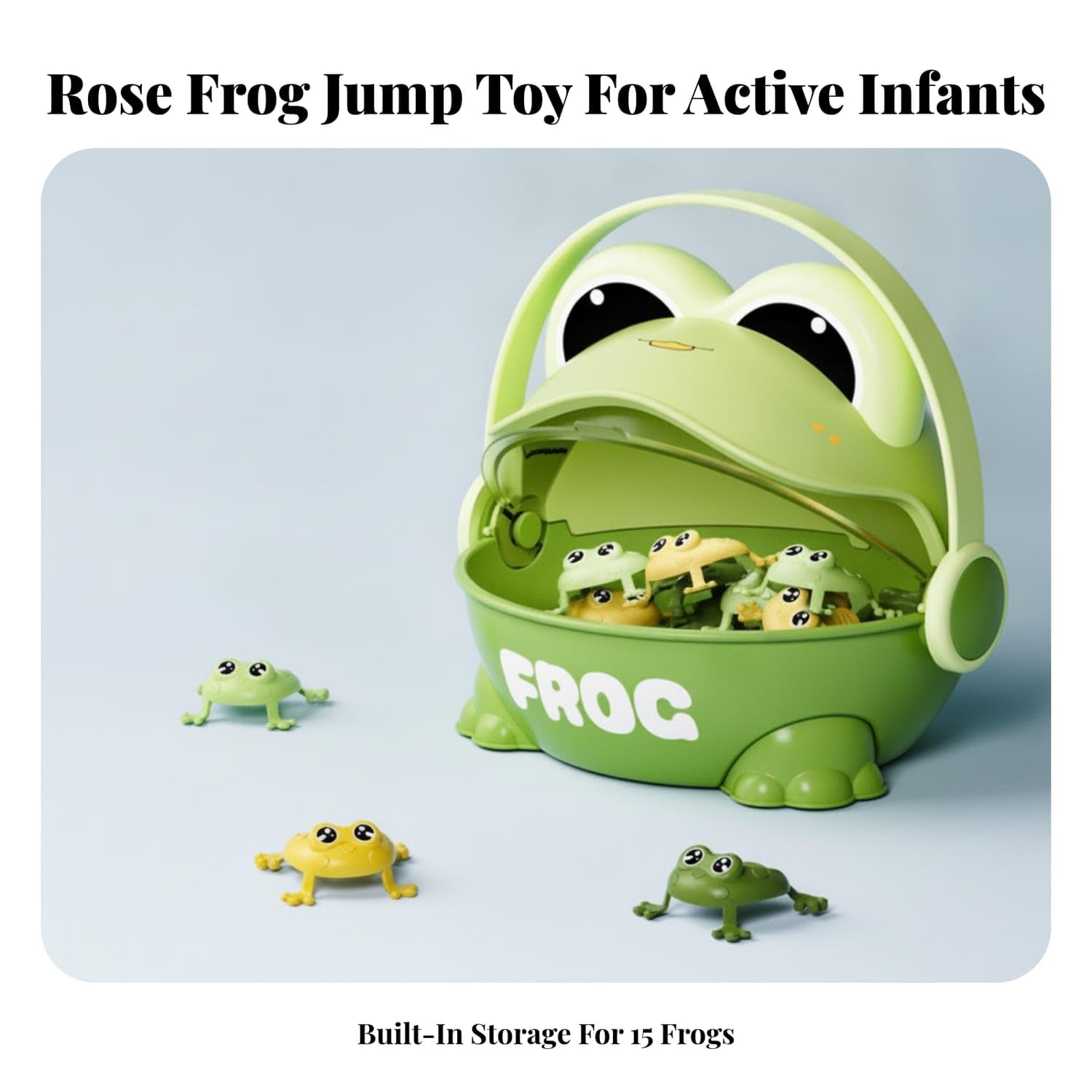 15 Pieces Portable Jumping Frog with Storage Container Interactive