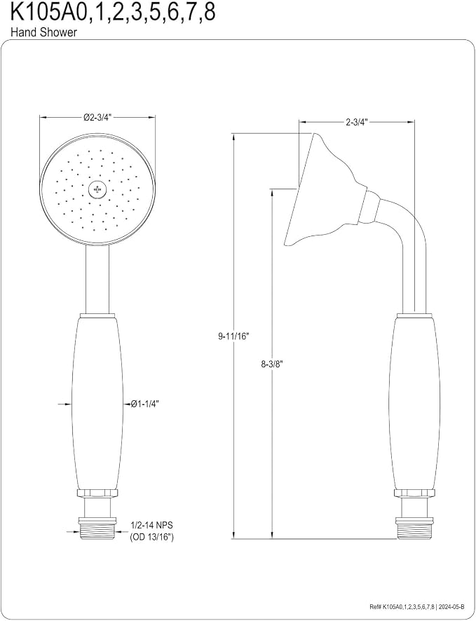 Regadera manual Kingston Brass K105A8 estilo Victoriano miniatura 2