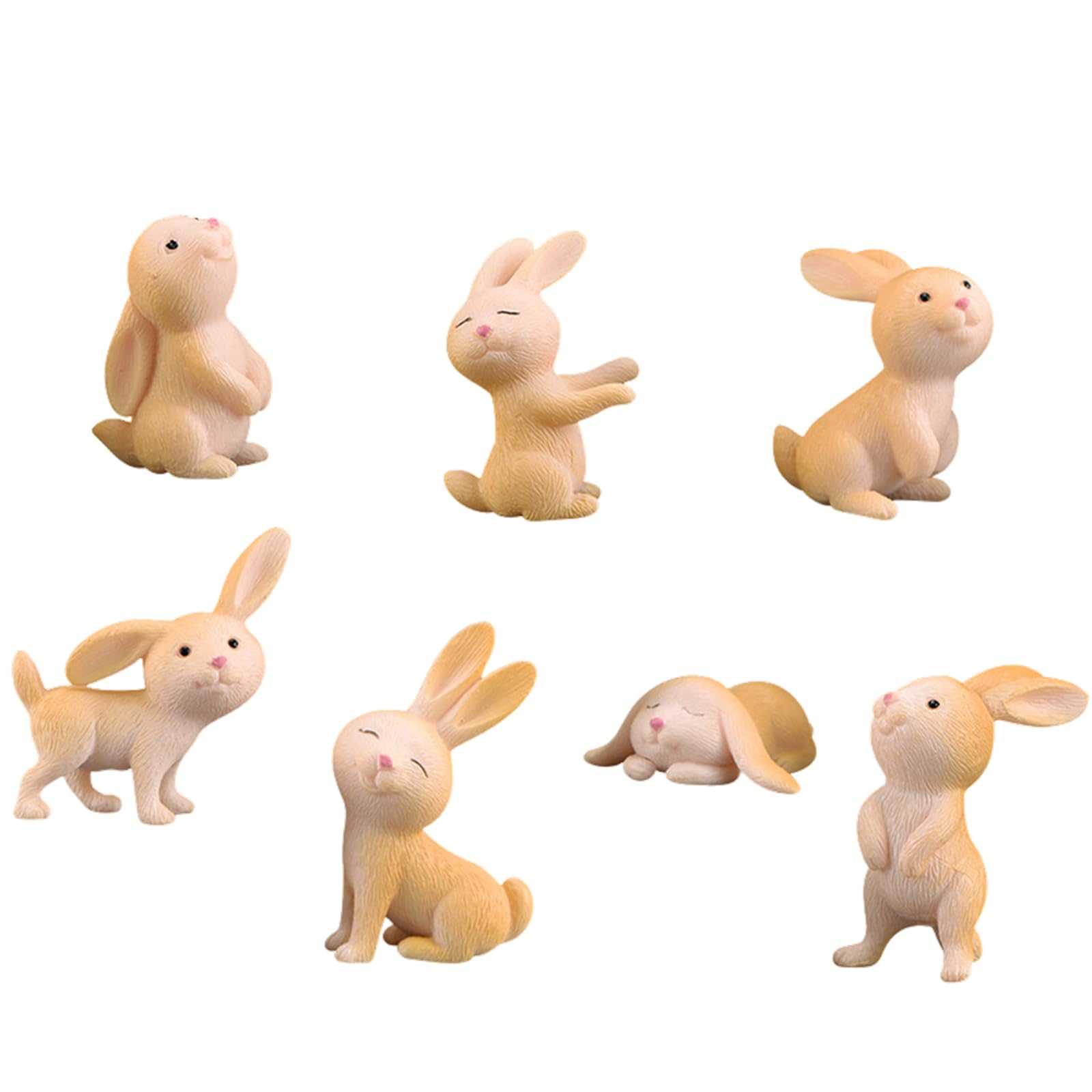 TXS Pack of 7 Mini Rabbit Figures Resin Easter Bunny Miniature Rabbit Figures Easter Bunny Cupcake Toppers Mini Rabbit Decoration Resin Mini Cake Decoration for Birthday Party Children's Birthday