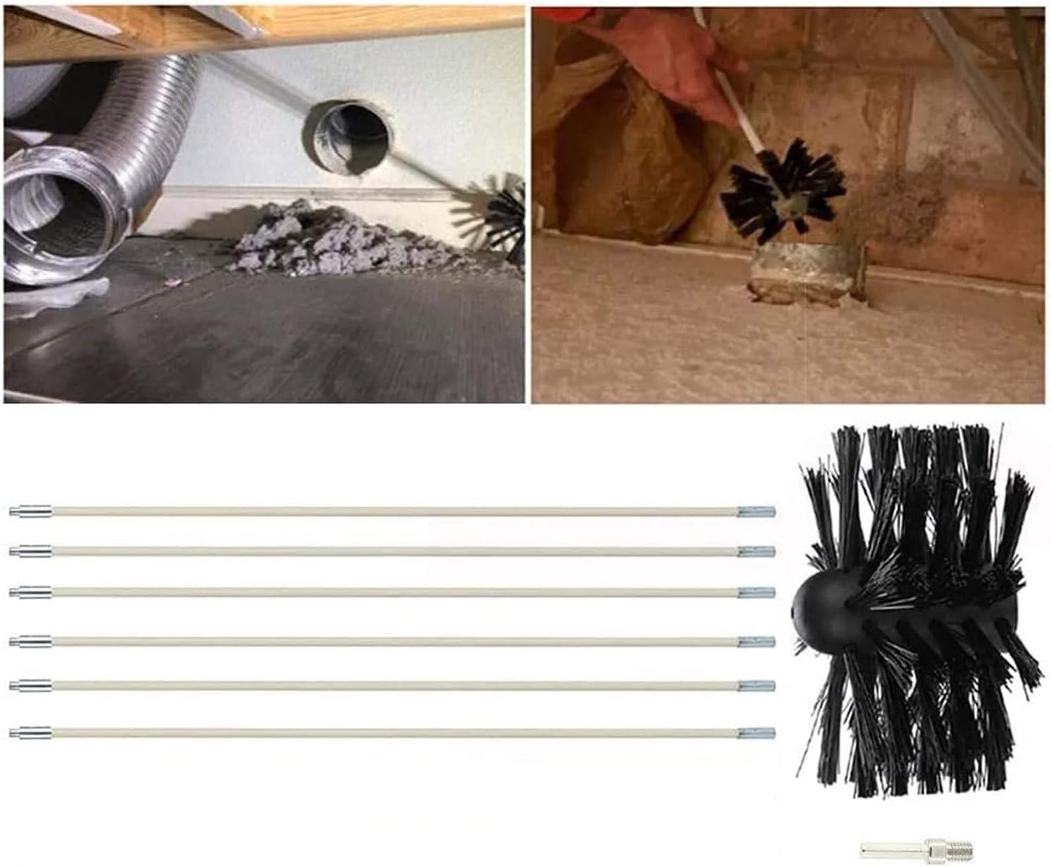 chimney sweep kit Chimney Cleaning Brush Chimney Sweep Kit, Durable Tool Chimney Brush Duct Brush Dryer Vent Brush Cleaning Brush Cleaning Tool For Fireplace, Dryer Vent, , Fume Hood(6 Rods,410mm)