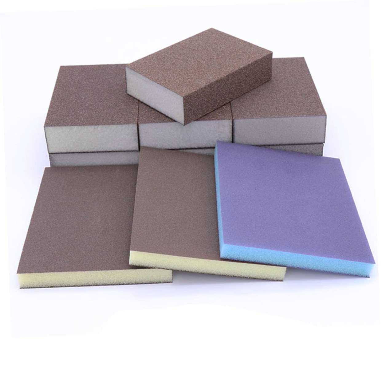 HOMSFOU 48 piezas Bloques de Esponja Abrasiva para Lijado Doble Cara Muebles Paredes y Limpieza de Cocina Flexible para Lijado Seco y Húmedo Uso Múltiple