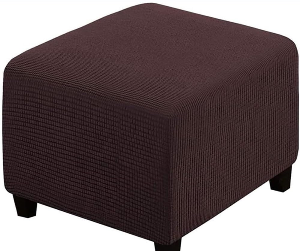 Swj-Swjssb Brown Stretch Corduroy Ottoman Slipcover,Square Footstool Cover Large Grey Black Footrest Pouffe Protector Covers With Elastic Bottom Washable Super Soft Ottoman Covers(,70X70 Cm)