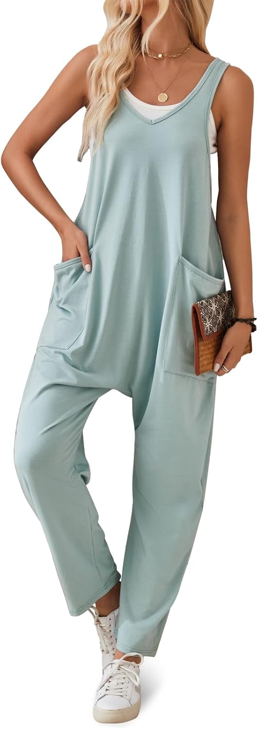 YOKGO Jumpsuits for Women Casual Sleeveless Rompers Cotton Maternity Jumpsuits Baggy Overalls Loose Fit Summer Outfits 2025