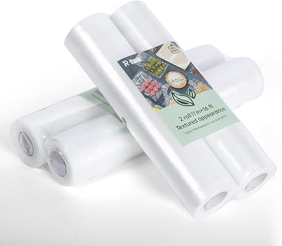 Vacuum Sealer Bags, 2 Packs 11" x 16 and 8" x 16, BPA Free, for Food Saver, Seal a Meal, Durable Commercial Customized Size Bags for Storage, Meal Prep or Sous Vide 11" x 16, rolls, 2