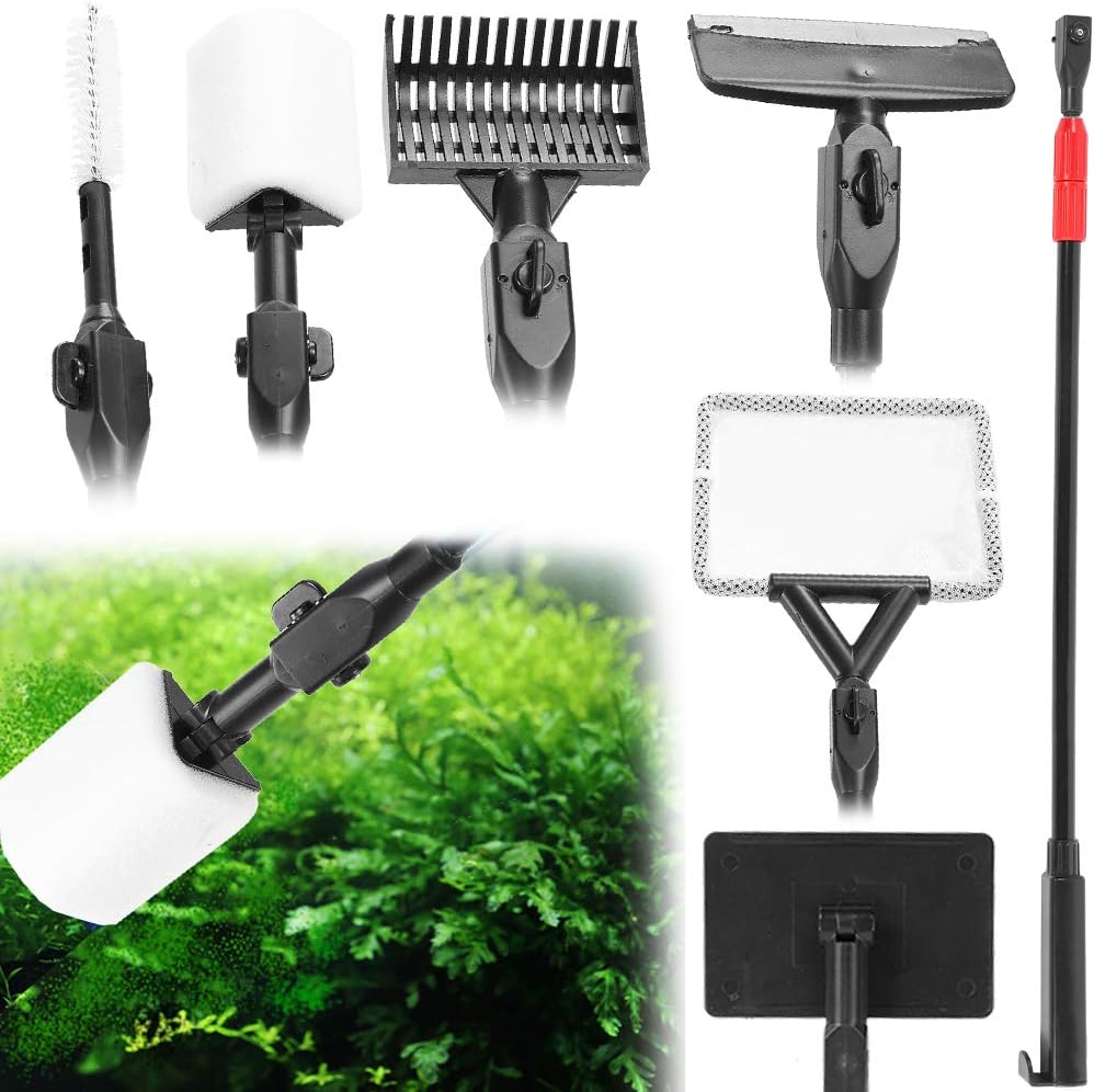 Gavigain Aquarium Fish Tank Cleaning Kit Scrapers Brush Set Multifunction Adjustable Long Handle Convenient Cleaning Tools for Aquarium Supplies