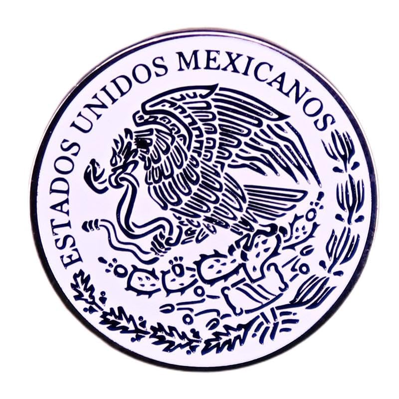 Image of Pinposni Emblem of the United Mexican States, enamel lapel pin,Honor metal badge Brooch for bag and coat