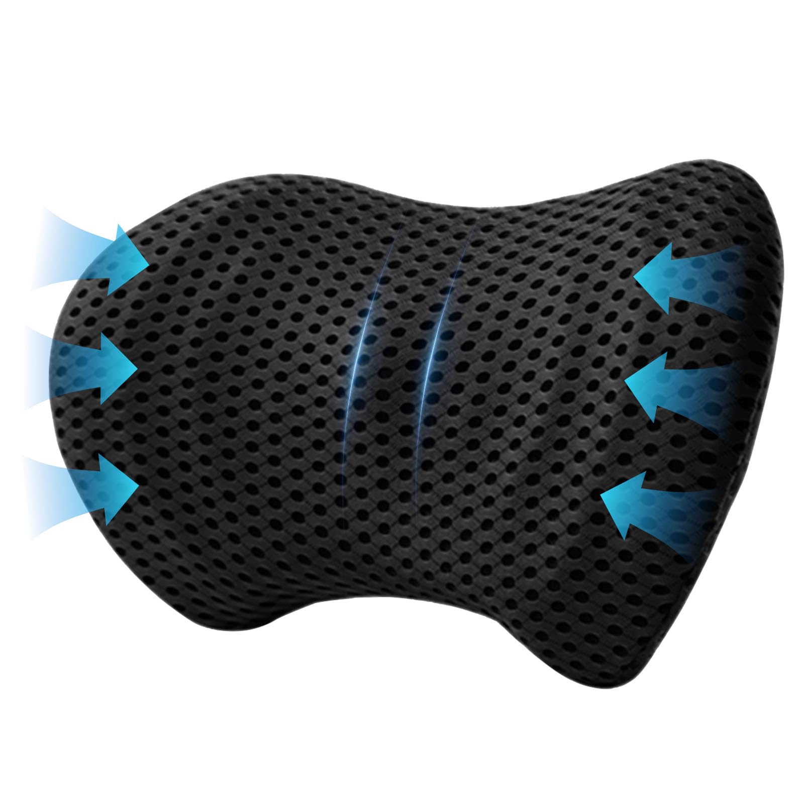 Raxfekro Cojín Lumbar ergonómico de Espuma viscoelástica, cojín Lumbar para Respaldo, cojín Lumbar para Asientos de Coche y sillas de Oficina (Negro)