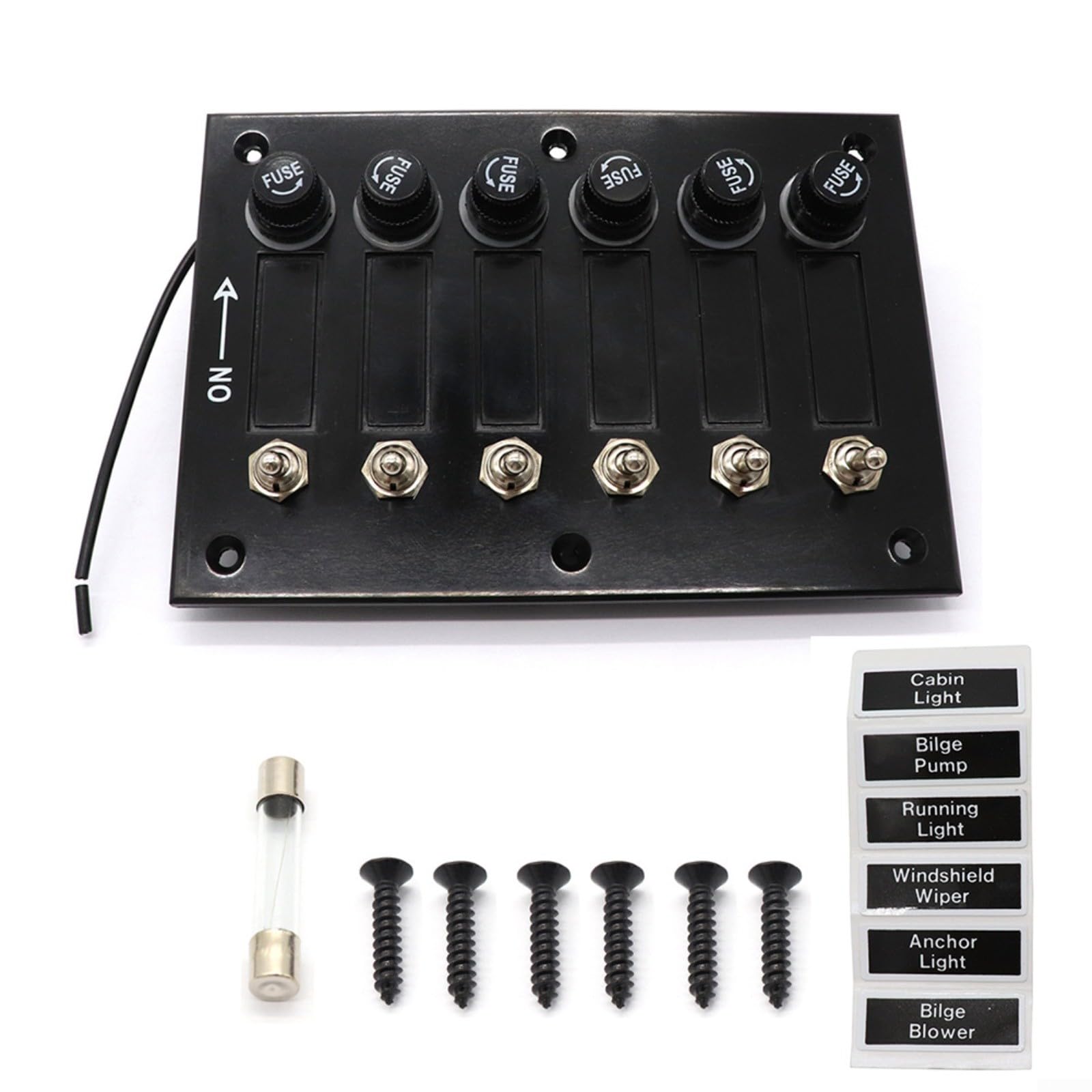 Panneau d'interrupteur à 6 positions en bakélite 12V 24V CC pré-câblé pour bateau