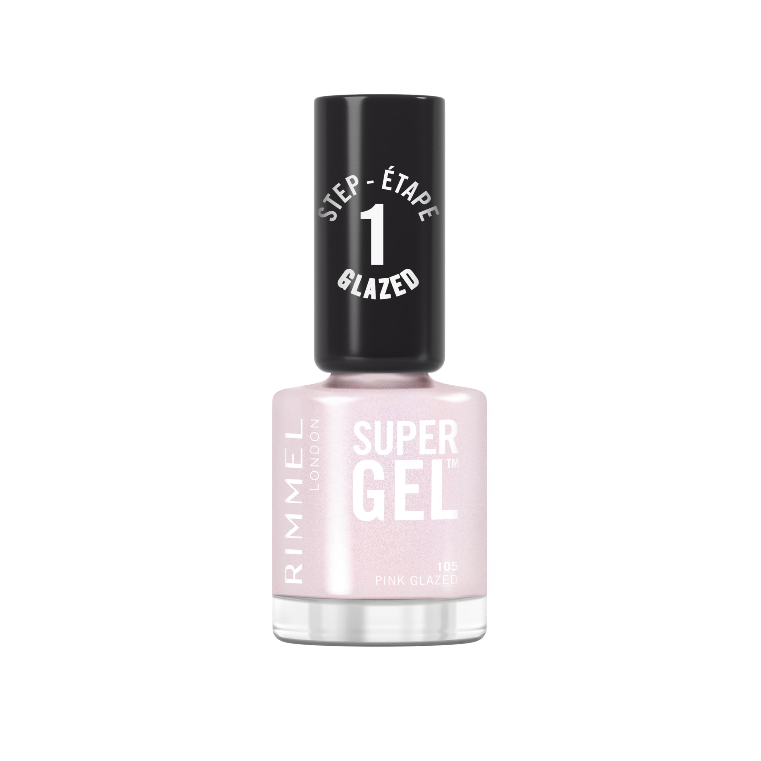 Rimmel Super Gel, 105 Pink Glazed, Long-Lasting Nail Polish, Glazed Finish, Easy Application, Gel-like Manicure, Chip Resistant, Clean Formula, 12ml