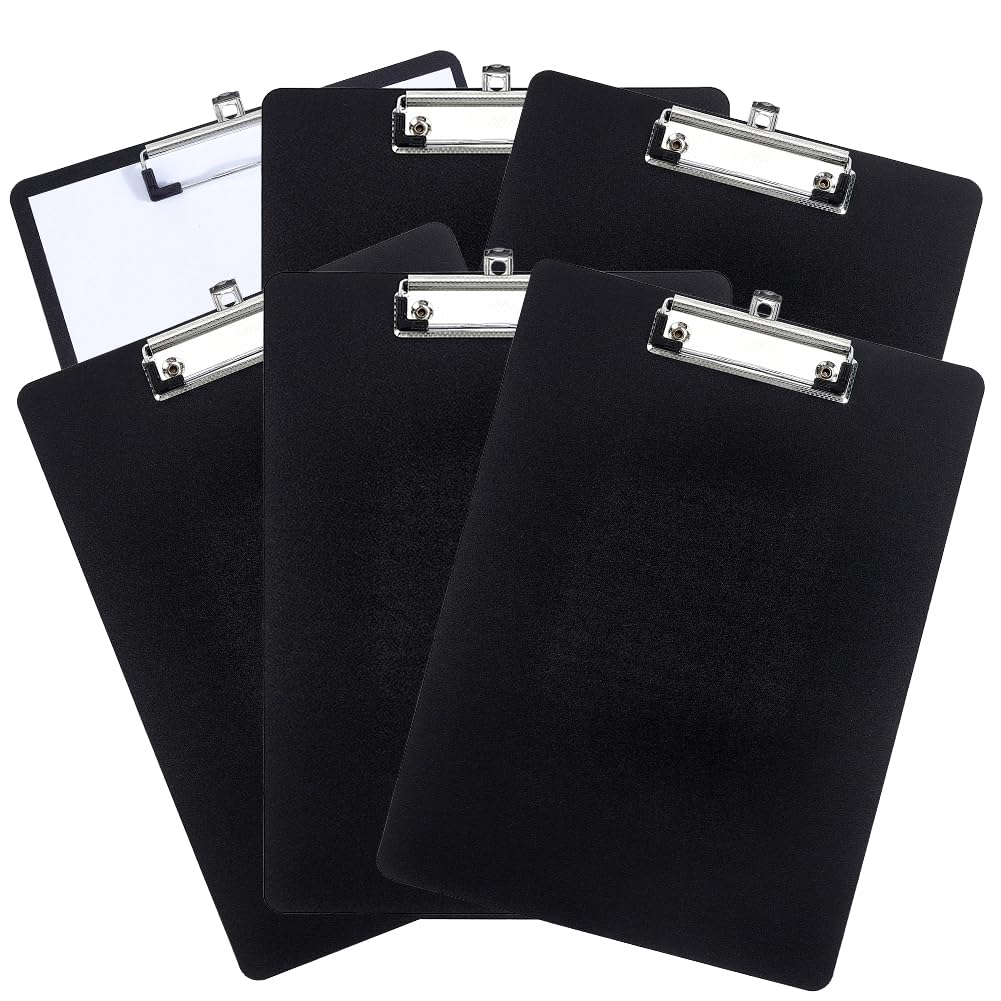 PH PandaHall 6pz Tavoletta Nera con Clip e Portapenne in Plastica per Ufficio e Riunione, per Ufficio Scuola Insegnante Riunione e Presa di Appunti, 31.5x22.4cm