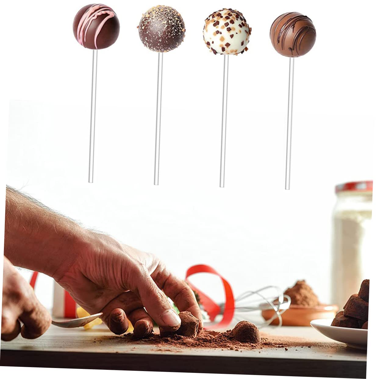 SOLUSTRE 100Pcs Lollipop DIY Sticks Premium Acrylic Bars for Candy Making Reusable Sugar DIY Tools for Parties Weddings and Holiday Celebrations