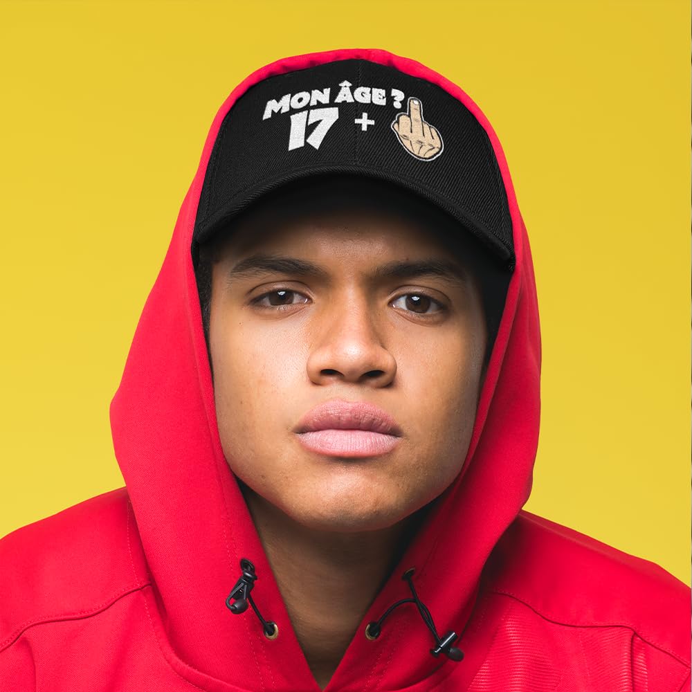 Bramart Casquette Homme Femme 17 + 1 Cadeau Anniversaire 18 Ans Idées Originales Cadeaux Âge pour Lui pour Elle Taille Unique Casquette Noire à Visière