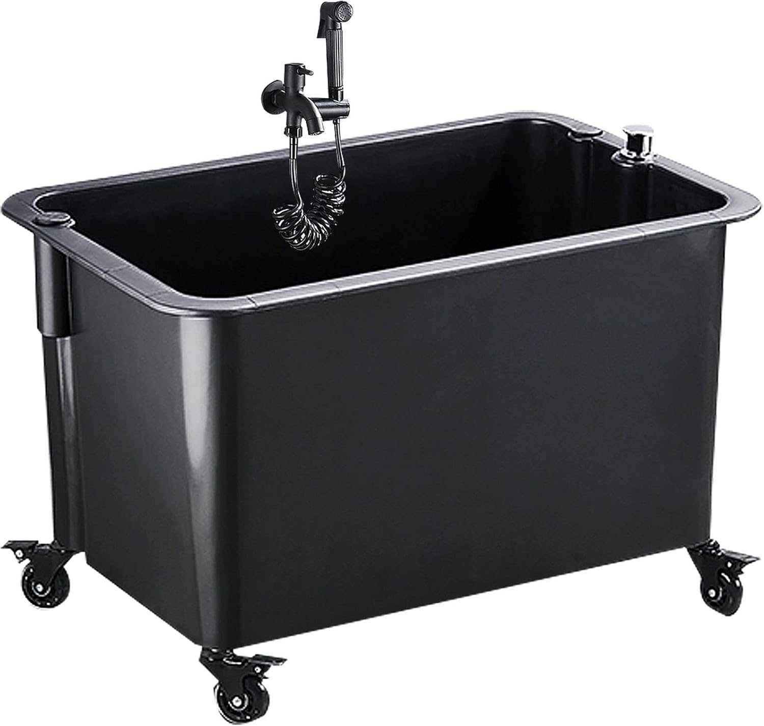 Heavy-Duty Commercial Floor Mop Sink with Faucet - Deep Utility Sink for Bathroom, Laundry Tub, Outdoor Slop Sinks for Garage, Shop, and Basement Cleaning Tasks