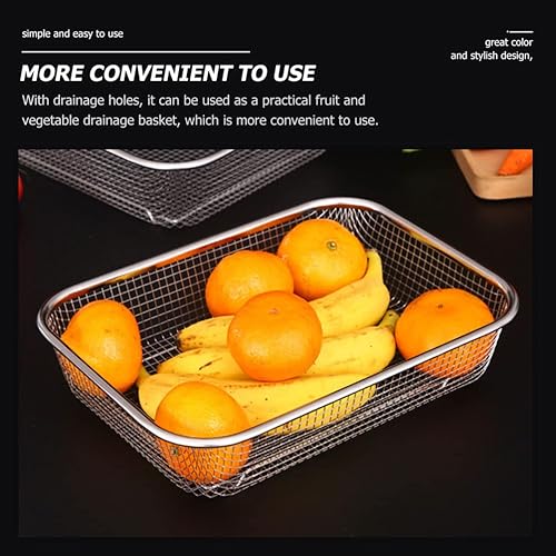 Miniatura 4 de Operitacx Colador de frutas de metal de alta calidad Cesta de tamiz inoxidable Colador rectangular de malla seguro práctico para uso doméstico