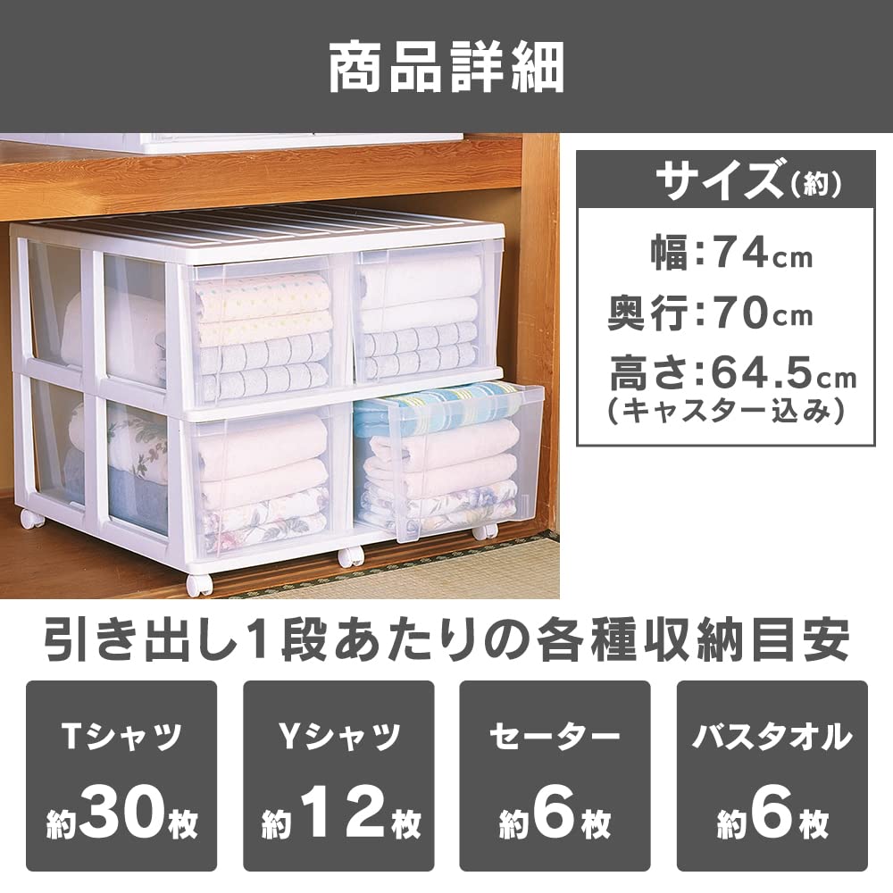 Amazon｜アイリスオーヤマ チェスト 押入れ 2段 深型 幅74×奥行70×高さ
