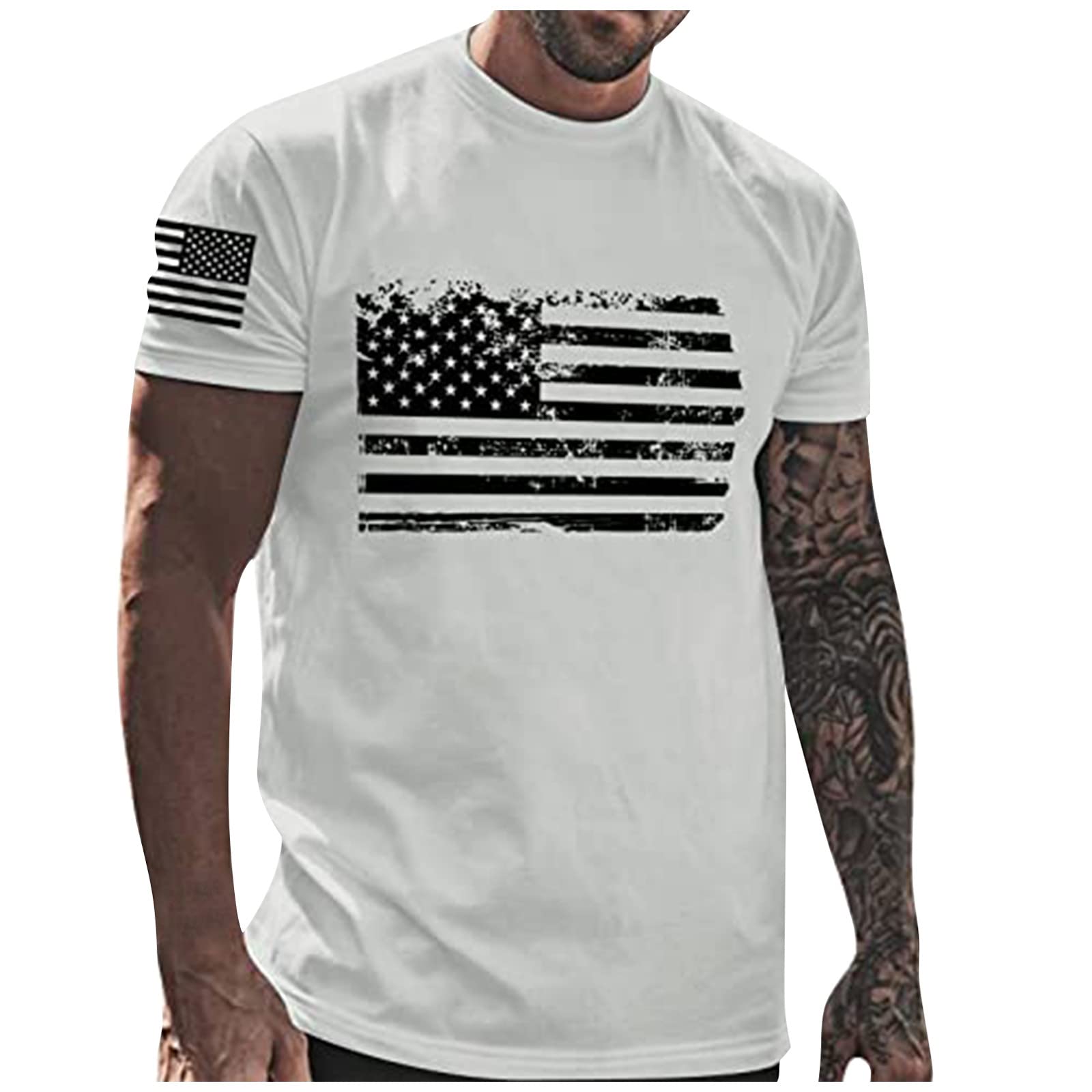 RTRDE Men's USA Flag T-Shirts Crewneck Graphic Tees Election 2026 Patriotic Shirt Short Sleeve Print Tshirts, M-5XL