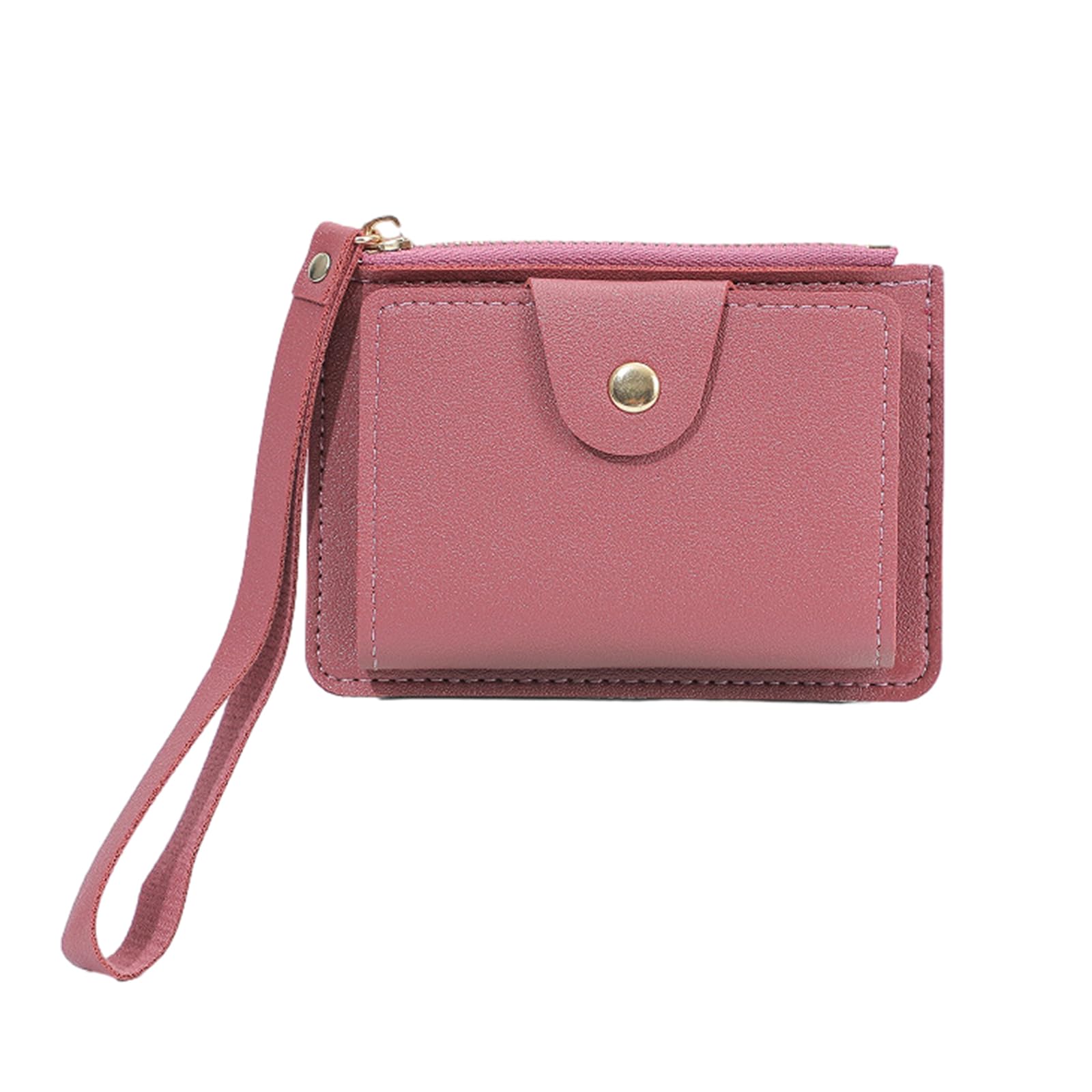 HeOTER Wristlet Wallet Multi-slot PU Credit Card Bank Card Holder for Women Girl with Wrist Strap Solid Color Coin Cash Purse