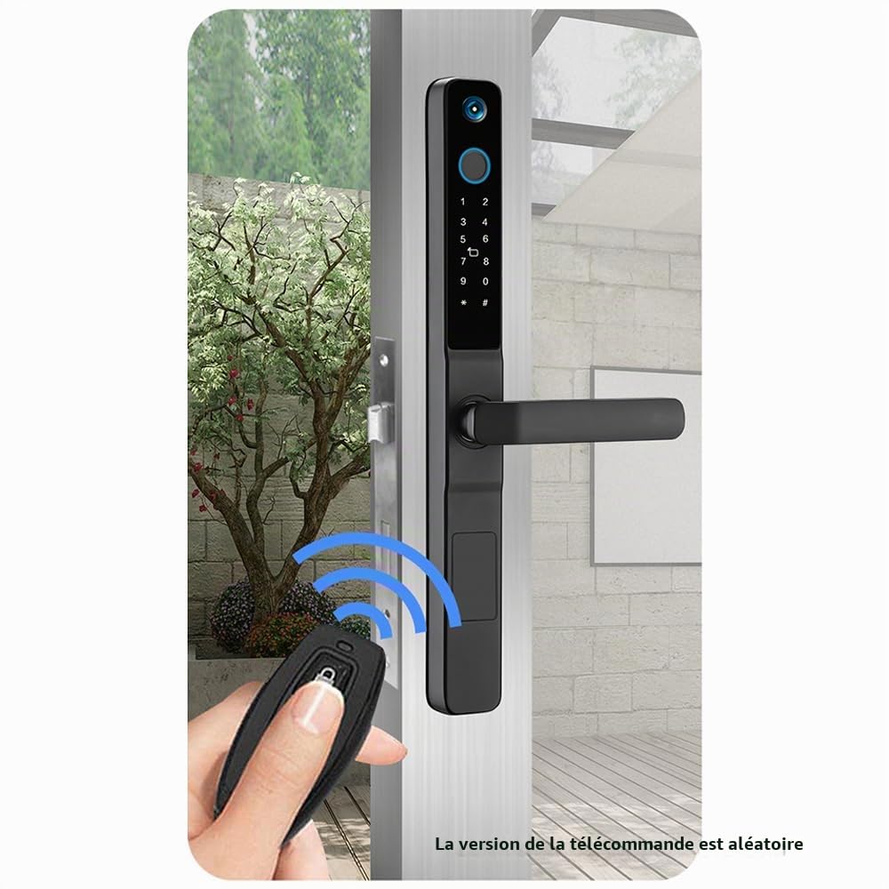 Serrure de porte intelligente avec empreinte digitale, sonnette et caméra, serrure d'entrée sans clé avec poignée, serrure biométrique pour porte