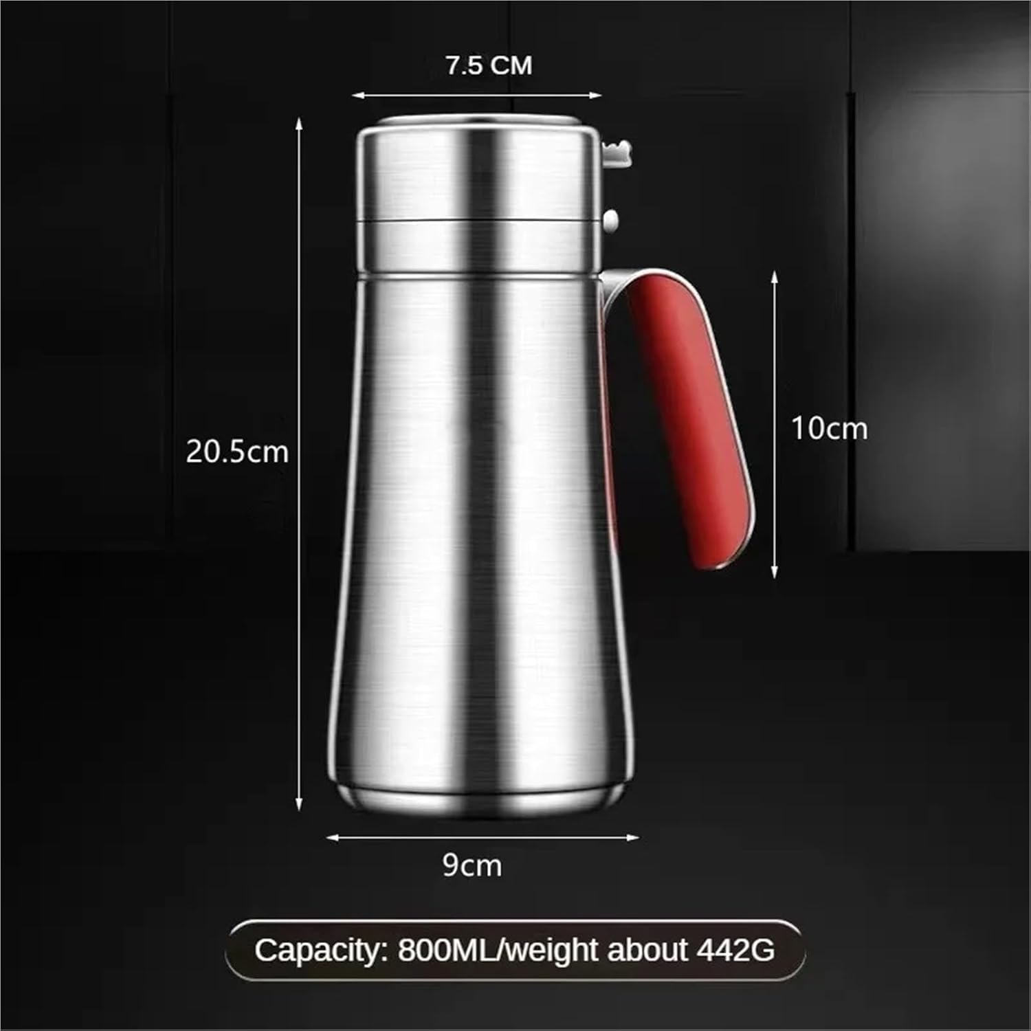Dispenser per olio in acciaio inox con coperchio, contenitore versatile per condimenti da cucina, per olio d'oliva, aceto, salsa di soia, strumento essenziale per cucinare a casa, 800 ml