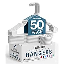 Utopia Home 50 confezioni di appendini in plastica salvaspazio, resistenti con scanalature per la spalla, bianco