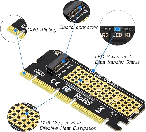 Miniatura 2 de XRIKUI Extensor PCIe a M.2 NVMe, tarjeta de extensión PCI-e 4.0 para adaptador SSD M.2 2280 2260 2242 2230