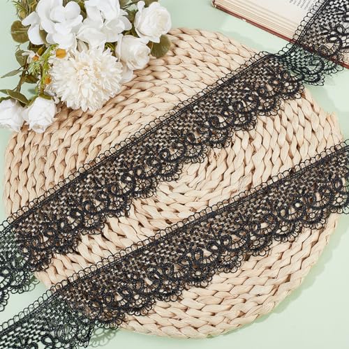 NICENEEDED 5 Yards Black Lace Trim, Embroidered Lace Ribbon Trims - Image 4