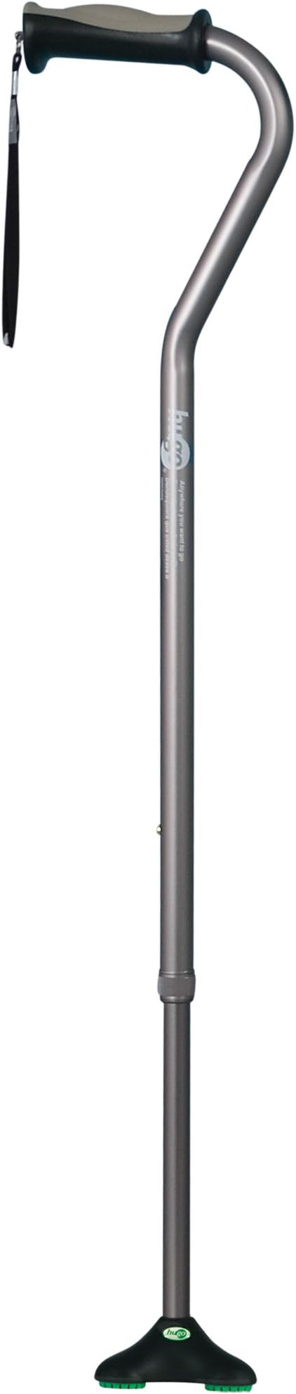 Hugo Mobility 731-858 Adjustable Offset Quadpod Walking Cane with Ultra Stable Cane Tip, Smoke